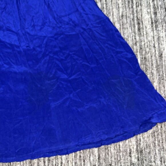 VTG 90s Karin Stevens Dress Blue Midi LS Embroidery Beads Secretary Geek - Picture 6 of 14